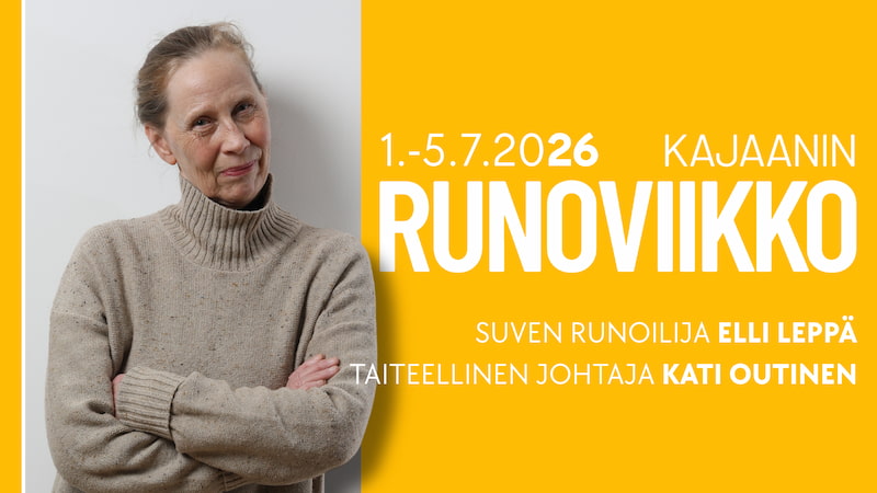 Sanna Kärkkäinen Hiljainen ystävä -monologiesityksen kanssa Kajaanin Runoviikoilla, 2026